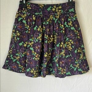 J. Crew Purple and Yellow Mini Skater Skirt Size 0